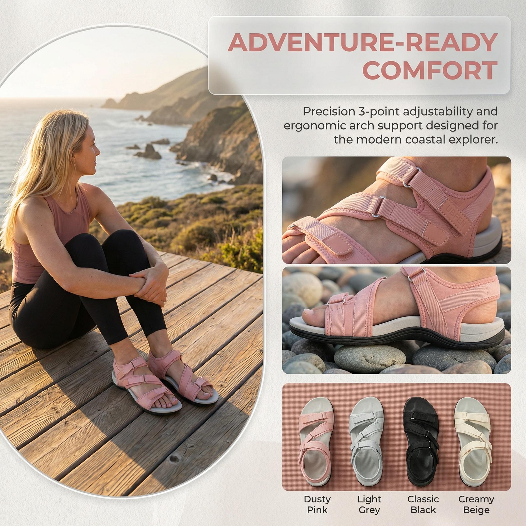 UBFEN Womens Hiking Sandals 3 Adjustable Straps for Custom Fit Waterproof Breathable NonSlip Perfect for Outdoor Trails Beach Trips AllDay Walking Comfort Lightweight Durable Supportive Athletic Water Sandals for Active Women