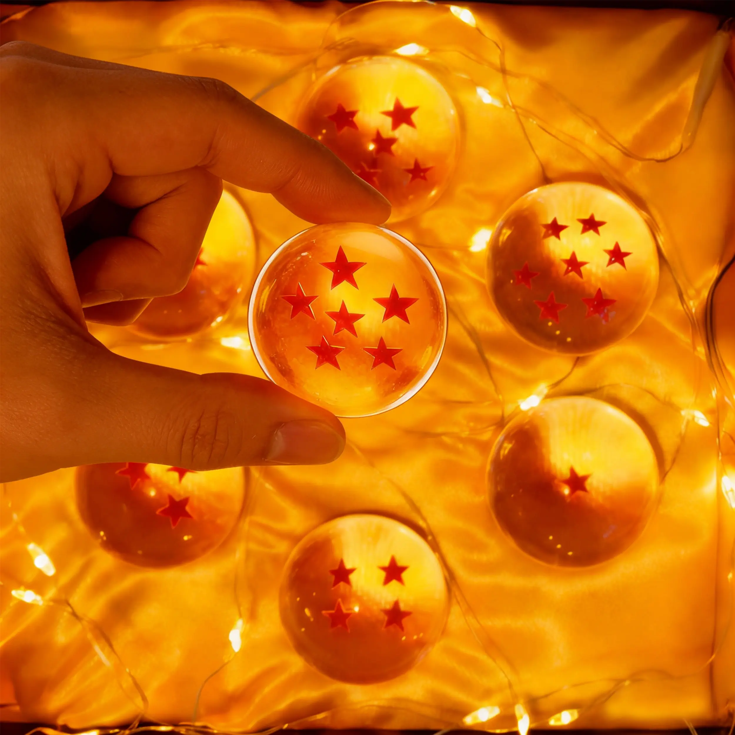 Crystal Ball Acrylic Glass Ball, 7pcs 35MM/1.4 Inches, 1-7 Stars, Preferred for Anime Collectors, Decoration, Transparent Dragon Toy Ball Starry, Comes with Gift Box.