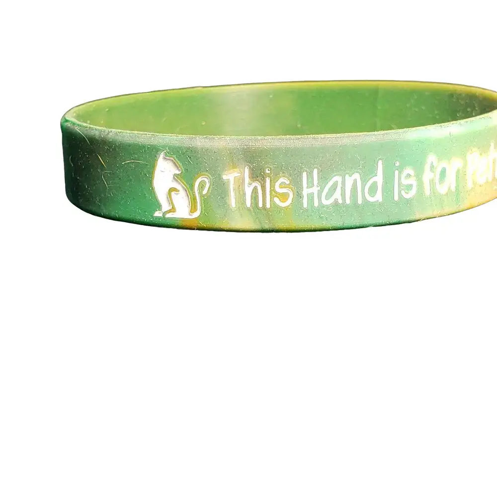 Camouflage "This Hand Is For Petting Cats" Silicone Bracelet, Rubber Jewelry.