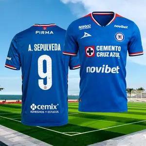 2526 Cruz Azul Home Blue Angel Sepulveda No. 9 Short Sleeve Top Soccer Jerseys LIGA MX