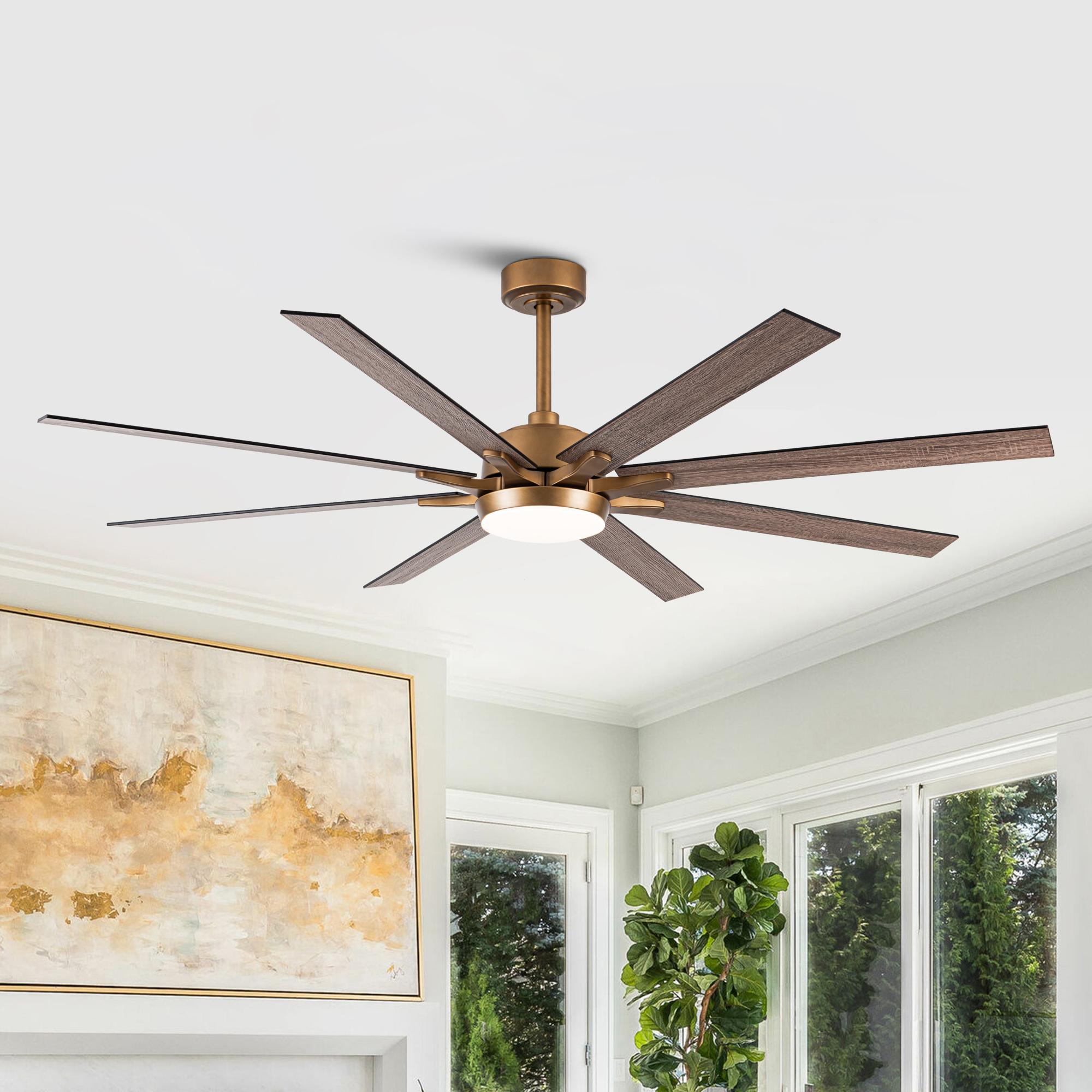 Parrot Uncle 65" Balachandran Modern Brushed Nickel DC Motor old Ceiling Fan with Dimmable LED Lighting & Remote Control - Downrod Mount, Quiet Reversible Airflow, Energy Efficient for Living Room/Bedroom/Porch
