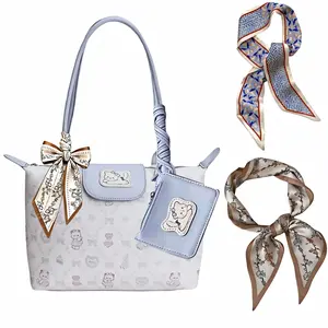 Shoulder Bag Tote Handbag with 2 Pack Long Scarves for Women, Large Capacity Storage Organiser Bag with Durable Leather Tote Ideal for Travel