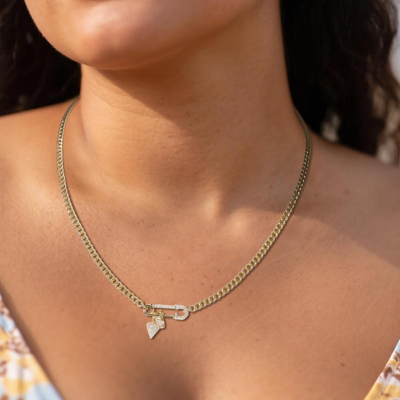 MEIITRUE 14K Gold Plated Heart Pendant Necklace for Women, Dainty Cuban Paperclip Pendant Necklace, Ideal Jewelry Gifts for Women