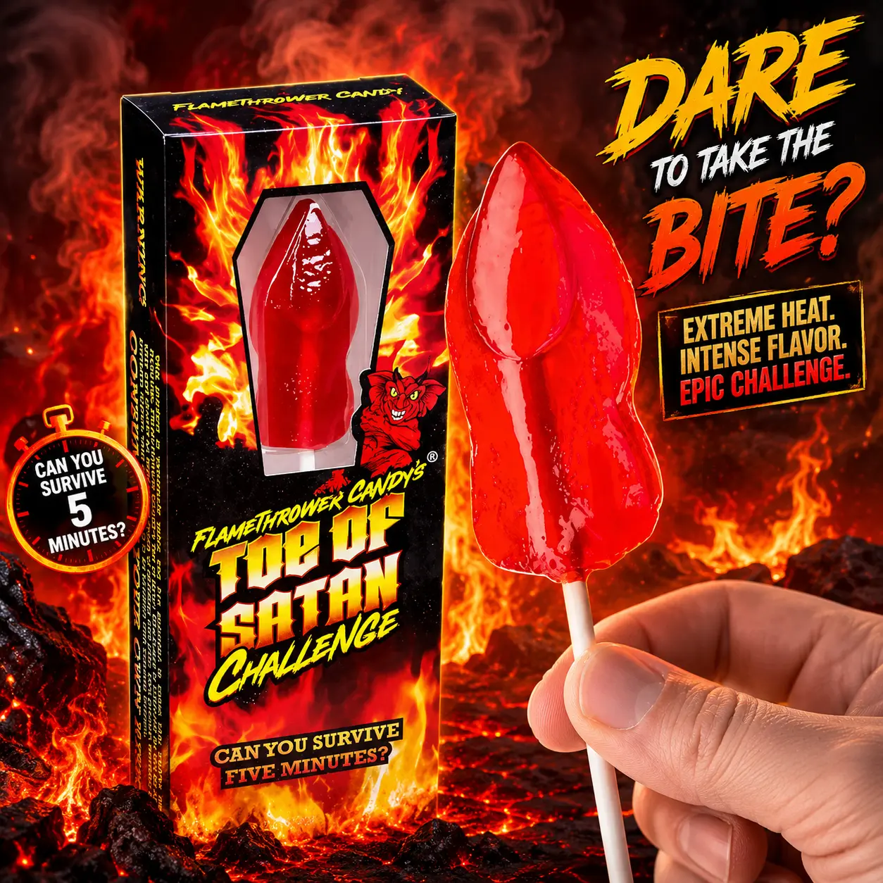 Flamethrower Candy's Toe of Satan Challenge Lollipop