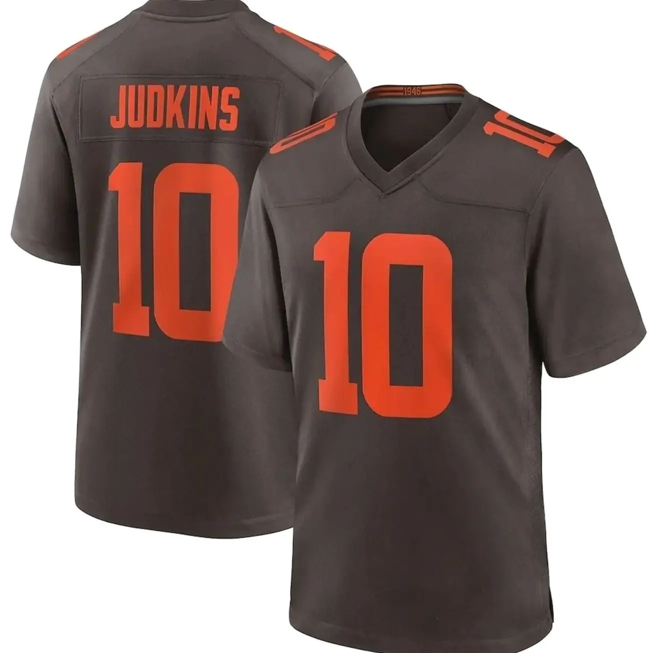 Number 10 Brown Orange Football Jersey for Men and Women, Game Day Sports Fan Shirt, American Football Uniform Top, Loose Fit Athletic Streetwear, Gift for Football Lovers, Dad, Husband and Boyfriend, Trending Sports Fashion 2026 T