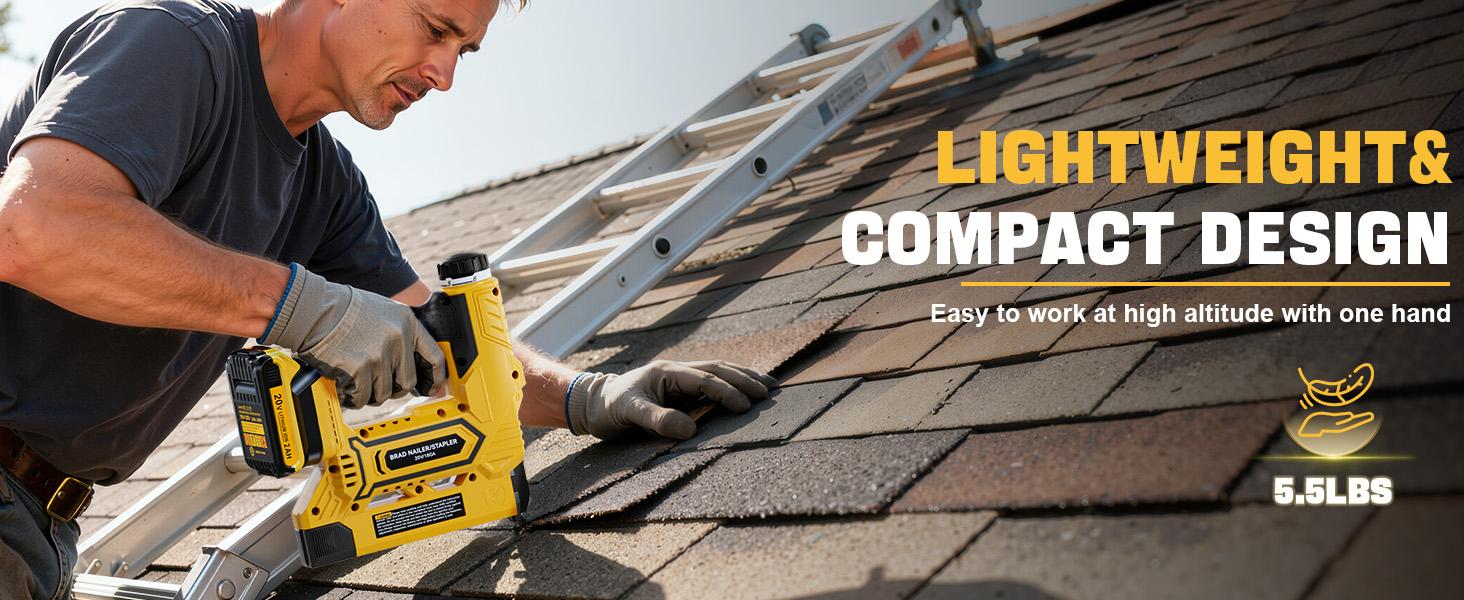 Ecarke Cordless Brad Nailer Compatible with Dewalt 20V Battery, 18 Gauge Electric Nail Gun Staple Gun with 2.0Ah Battery & Charger, 5/8 to 1-1/4 Inch 2 Modes Brushless Nail Gun with 100 Nails for Upholstery Wood