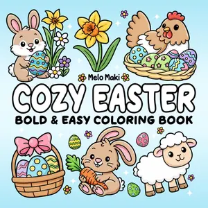 Cozy Easter: Bold & Easy Coloring Book Featuring Relaxing Easter Designs, Suitable for Both Adults & Kids, Paperback