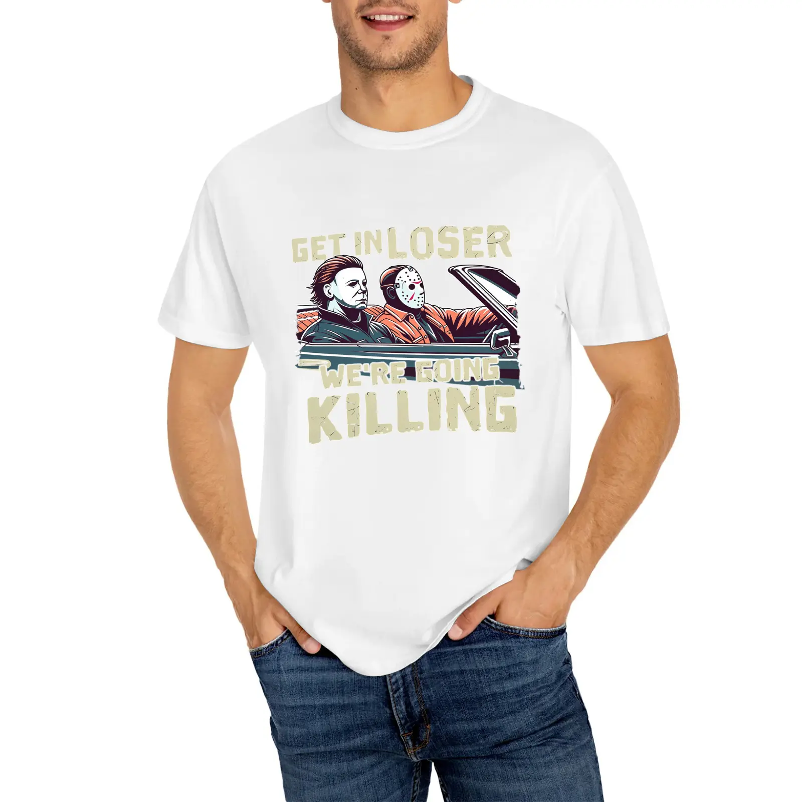 T-shirts Men's Horror Movie Shirt Serial Killers T-Shirt Halloween Movie Characters Shirt Halloween Costume