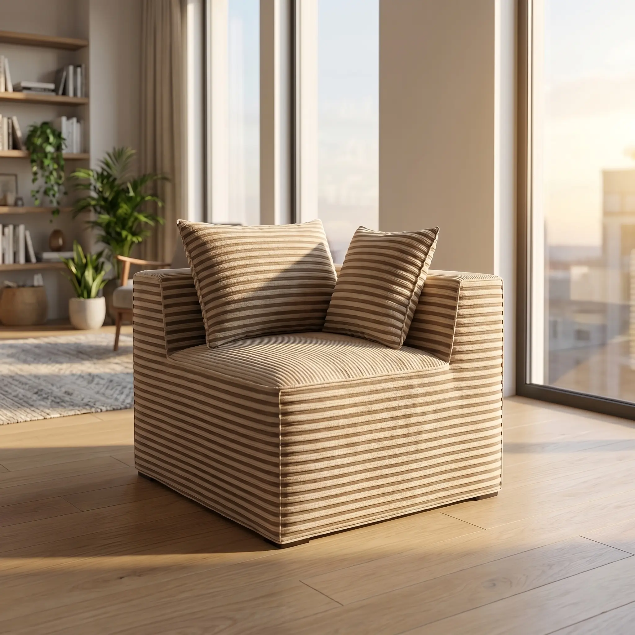 YJ-Garvee Convertible 37.01L*3 7.01W*32.68H inch Cloud Couch Sectional Set - 2 Modular Boneless Sofa for Living Room - Memory Foam Deep Seat Floor Couch No Assembly Compression Sofa, Beige(Only Left & Right Section)