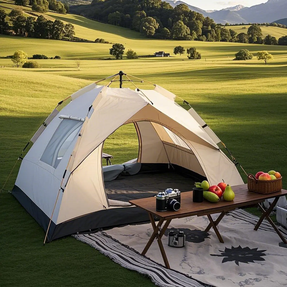 Automatic Pop-Up Family Fit Camping Tent - Lightweight Portable, Windproof Folding Oxford Fabric with Quick Setup, Weatherproof Sun-Rain Protection for Outdoor Camping, Backyard Gatherings, Lightweight Portable Tent, Windproof Folding Tent