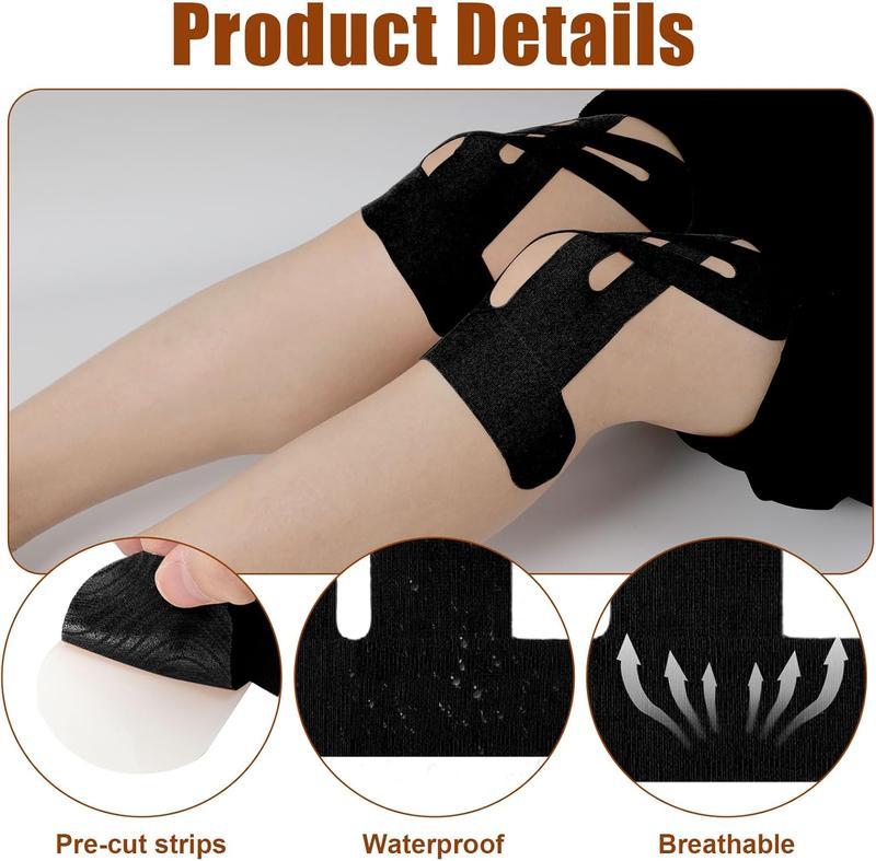 Pre-Cut Kinesiology Tape For Knees Athletic Tape For Knee Support, Stability, And Pain Relief Waterproof, High-Elasticity, Breathable, Hypoallergenic, And Latex-Free Available In Multiple Colors (Ideal For Training And Basketball)