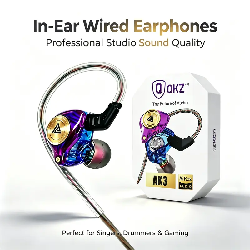 In-Ear Wired Earphones, Professional Wired IEM In Ear Monitors, Ergonomic Transparent Ear Hook Noise Isolating Earbuds, HiFi Lossless Stereo Deep Bass Wired Headphones for Stage Performance Singer Drummer Studio Recording Podcast Gaming