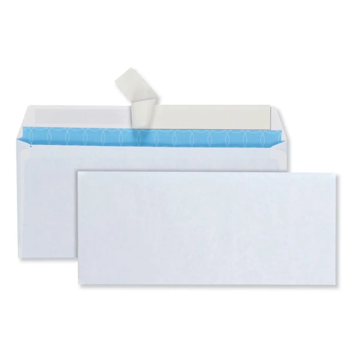 212 MAIN Standard Commercial #10 Tinted Wove Business Envelopes - 4 1/8x9 1/2in, Self-Adhesive Gummed Closure, Opaque Shield, Printed with a Security Tint, Bacteria-Protective Poly Window, Office Stationery Supplies (1 Box)