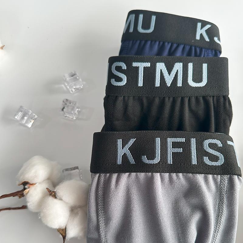 12 pieces/package Men's solid color spliced letter print simple boxer briefs, fabric for men's clothing, moisture-absorbing and sweat-wicking, antibacterial and deodorizing, soft and durable with shape retention, suitable for autumn wear - KJFISTMU