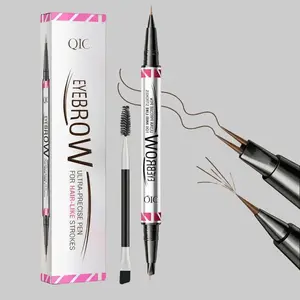 3PCS Eyebrow Pen, Brow Pencil 2-in-1 Dual-Ended Eyebrow Pencil with Micro-Fork-Tip & Precise Brush-Tip Crease Natural Hair-Like Brows, Last All-Day (Brown)