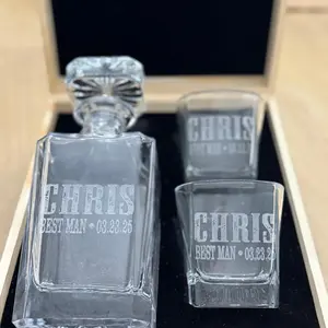 Whiskey Decanter Box and Glass Set