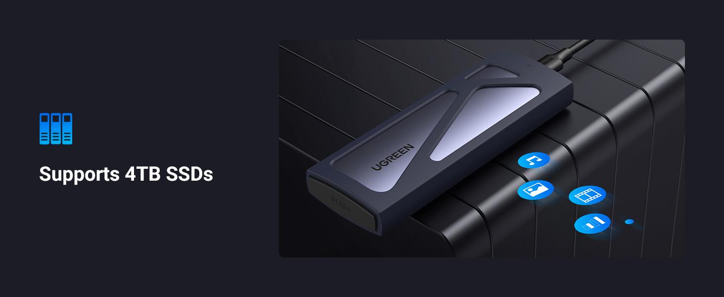 UGREEN SSD Enclosure, Tool-Free USB C External, 10Gbps M.2 NVMe to USB Adapter/Reader Supports M and B&M Keys and Size 2230/2242 /2260/2280 SSDs- TikTokShopBlackFriday ,TikTokShopHolidayHaul