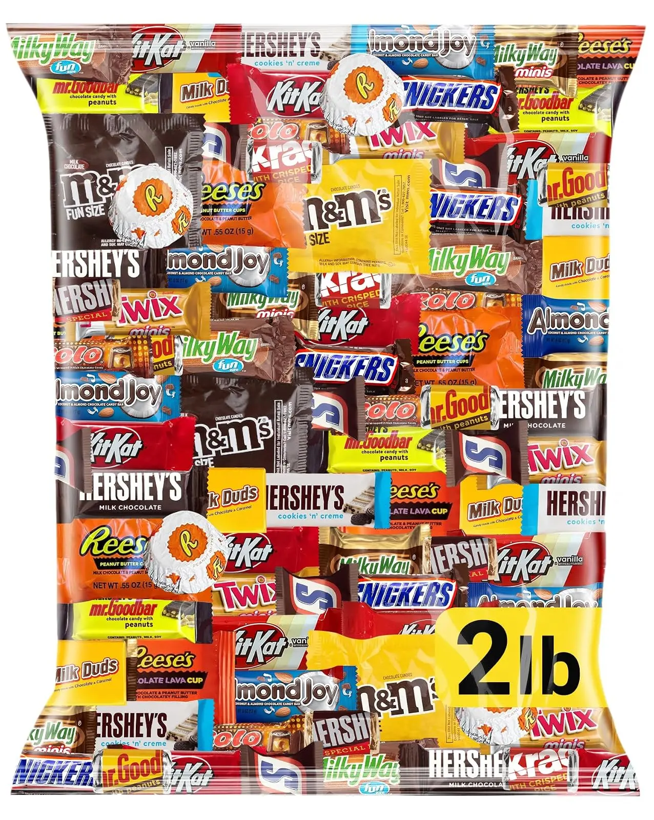 Chocolate Assorted Bulk Candy Variety Pack 2lb - Mini Chocolate Bars, Milk & Dark Chocolate Mix - Individually Wrapped Bulk Candy for Office Snacks, Party Favors and Treat Bags
