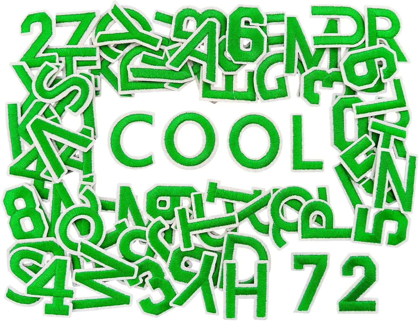 72PCS Iron-On Embroidered Custom Letter & Number Patches Set - A-Z Lettered Embroidery Alphabet, 0-9 Patches for Clothes, Hats, Custom Patches Embroidered