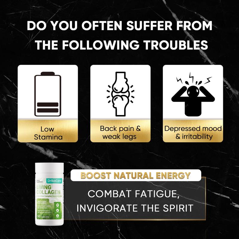 【Advanced Series】DrBioCare Living Collagen – Natural & Gentle – Supports Male Energy, Circulation & Wellness – 60 Capsules