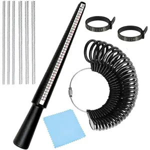 Ring Sizer Measuring Tool Kit, 27 count Plastic Measuring Ring Tool,  Ring Size 0-13 with Half Size, 2 count  Finger Size Tape for  Making, 6 count Ring Sizer Adjuster for Loose RingsQuesear