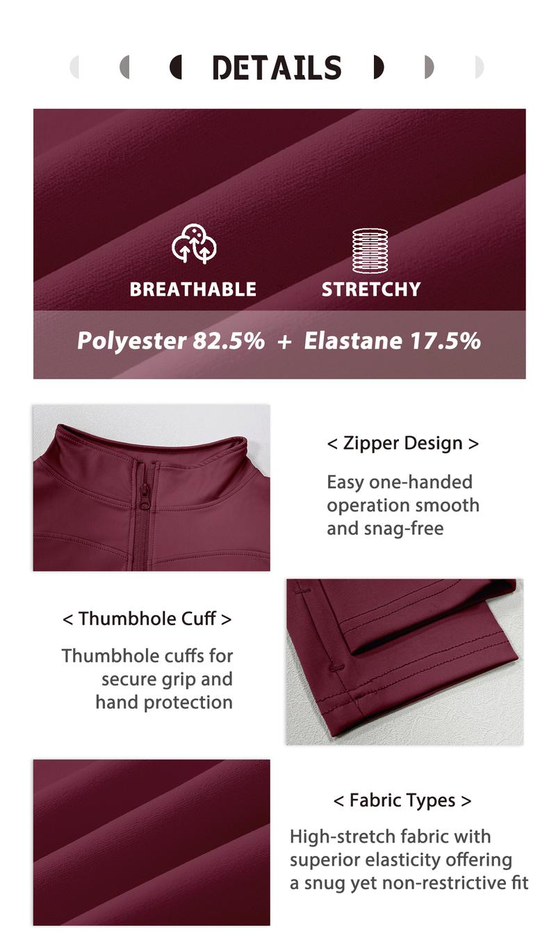 NcmRyu Women's Full Zip Long Sleeved Sports Jacket Slim Fit Quick Dry Stretch Fabric with Thumb Holes for Running Yoga Gym Workout Outfits Activewear Athletic Techwear Athleisure