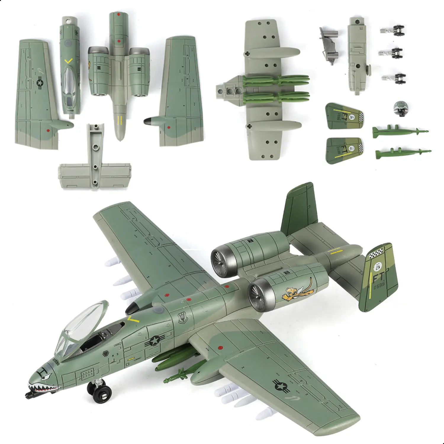 1/72 Scale Painted A-10 Thunderbolt II Warthog USAF Color 3D Mechanical Aircraft Model Kit - 43-Piece Buildable Block Aircraft Collectibles, Precision-Molded Detailed Parts, Ready-to-Gift Packaging for Hobbyists