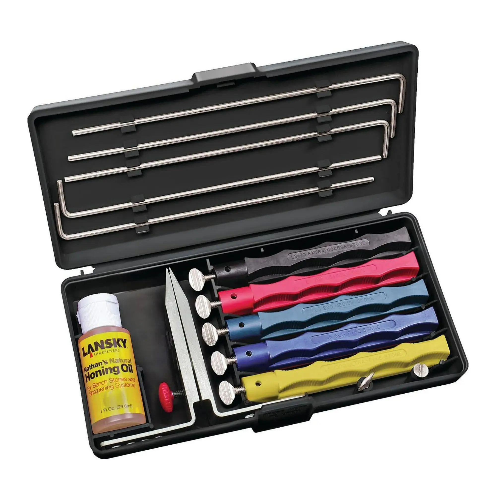 Lansky Deluxe 5-Stone Ceramic Knife Sharpening System - Durable Kitchenware for Home/Workshop Use, Multi-Angle Edge Restoration, Routine Maintenance & Polishing of All Kitchen Cutting Tools, No Battery, All Types