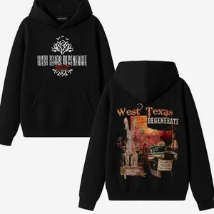 Treaty Oak Revival West Texas Degenerate Hoodie – Vintage Heavy Cotton Oversized Pullover, Unisex Country Rock Band Sweatshirt, Retro Cowboy Music Streetwear, Southern Rock Concert Gift for Fans