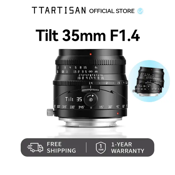 TTARTISAN Tilt 35mm F1.4 APS-C Manual Focus Lens for Sony, Fuji, Nikon— Creative Tilt Wide Angle Street & Portrait Lens