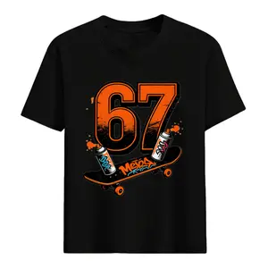 67 T-Shirt for Men 180g Cotton Short Sleeve with Skateboard Design Graphic Tee Boy's Comfortable Fit Streetwear tshirt gift men