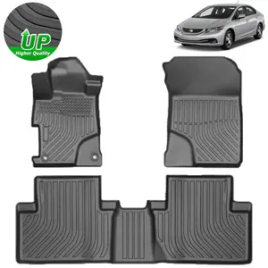 Floor Mats for Honda Civic 2012-2015 All Weather Waterproof Floor Liners Front & Rear Row Carpet Protection Mat TPE (Not fit for 2 Doors Couple)