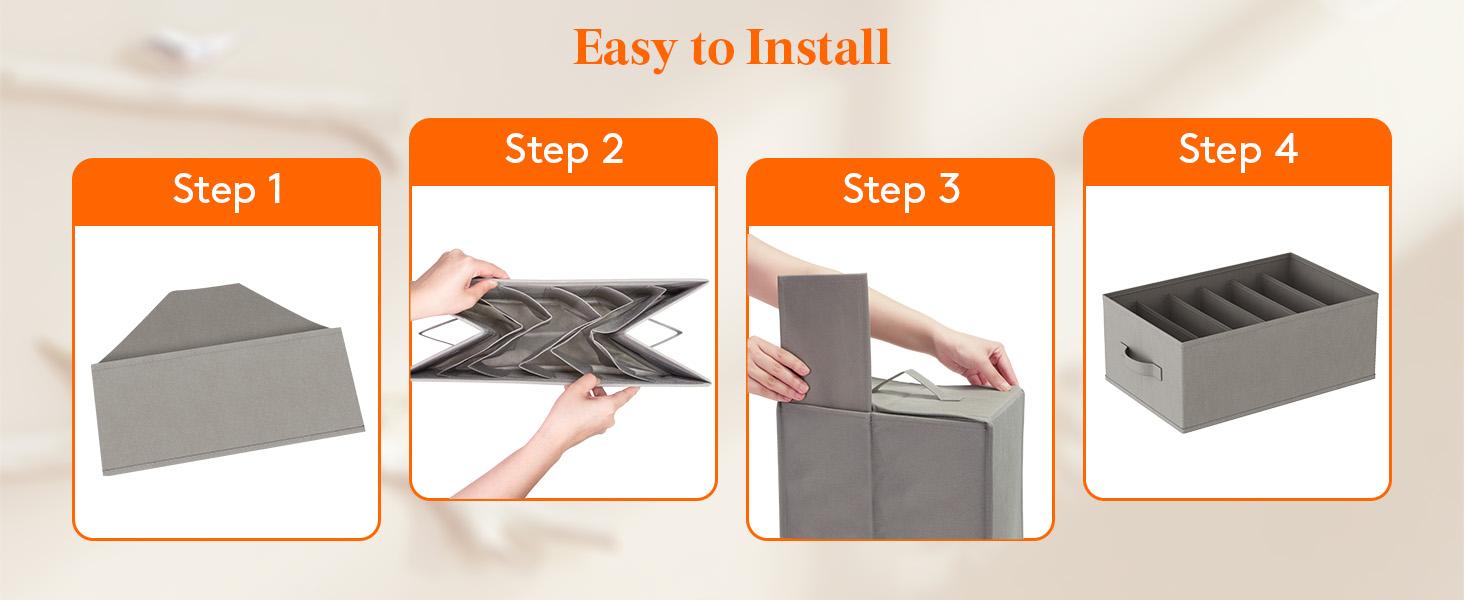 Lifewit Wardrobe Organizer Clothes 6 Compartment Foldable Closet Drawer Storage 16.5 x 10.6 x 6.7 Inches for Pants, T-Shirts, Sweater, Legging, 3/4/6-Pack Boxes