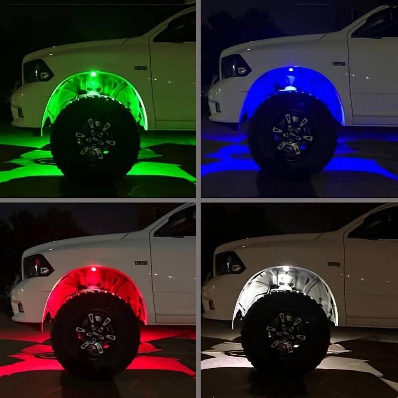 Multicolor RGB Rock Lights, 4 Pods Multicolor RGB LED Rock Lights Kit, APP Control, Flashing Music Mode Wheel Well Light, For Pickup Truck ATV UTV RZR SUV