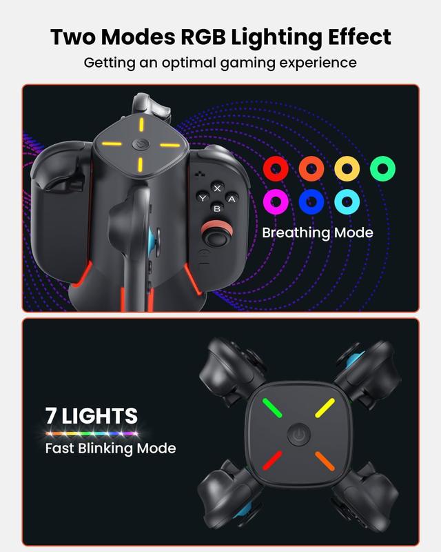 Dock for   2 :  4 in 1  Dock Charger for JoyCon Controllers  Accessory,Multiple RGB Light, Family  Night & Travel Essentials