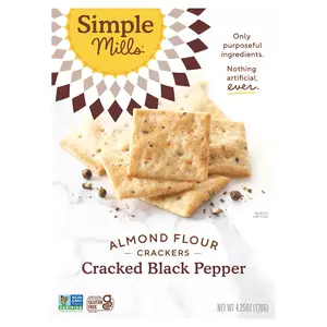 Simple Mills Almond Flour Crackers, Cracked Black Pepper, 4.25 oz (120 g)