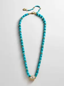 Positive View Semi-Precious Evil Eye Necklace - Turquoise