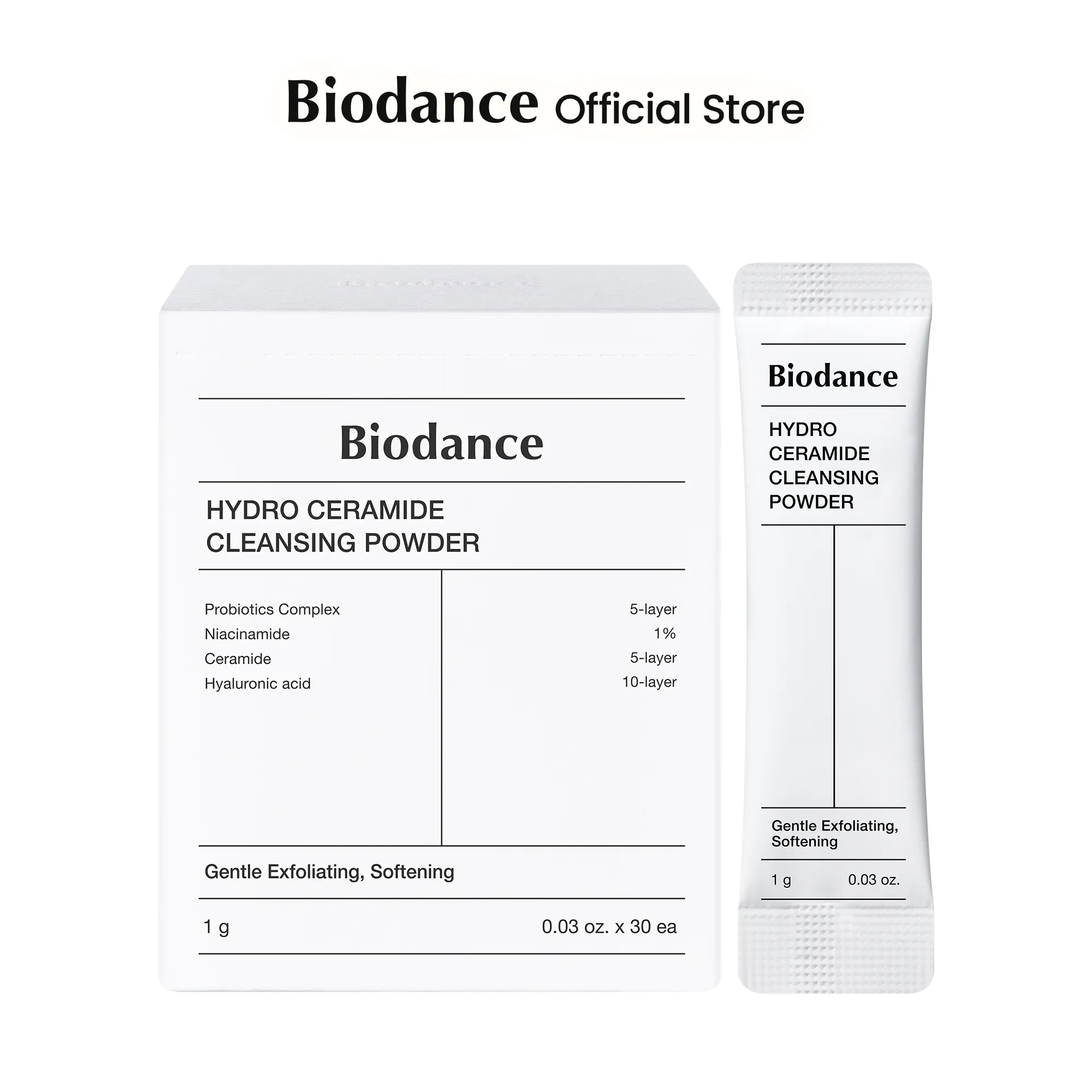 [Biodance Official] Hydro Ceramide Cleansing PowderㅣGentle Exfoliating Daily Facial Cleanser with Hyaluronic Acids & Ceramides, Enzyme Powder | 0.03 oz x 30ea