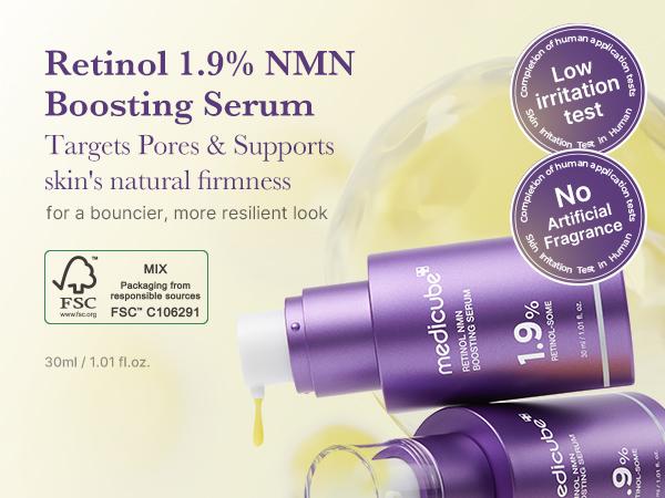 [medicube] Retinol 1.9% Boosting Serum for Intensive Firming, Hydration, and Plumping Care | Smooth, Radiant, and Youthful-Looking Skin with 99.8% Pure Potent Formula | 30ml (1.01 fl.oz)