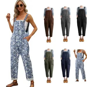 Women Linen Overalls Jumpsuits Loose Fit Baggy Bib Rompers Casual Summer Outfits Trendy 2026
