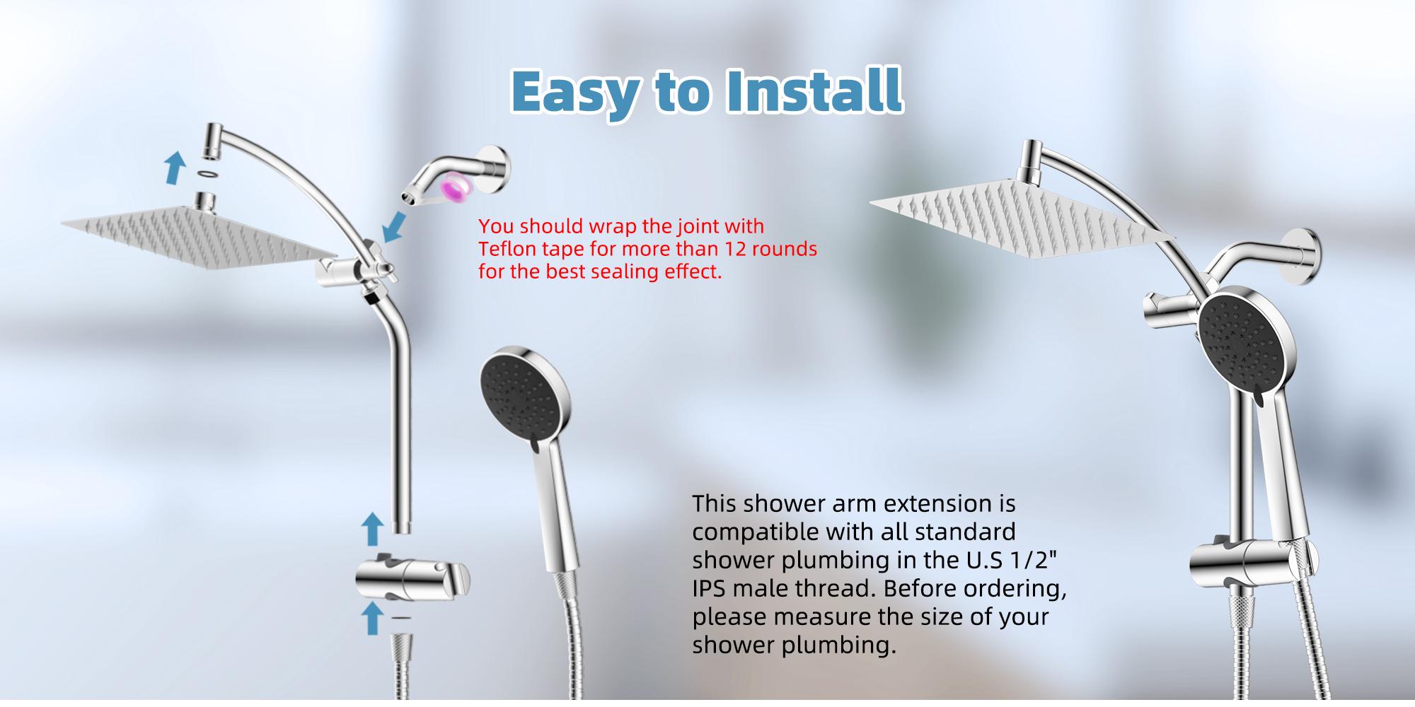 8" Luxurious Metal Rain Shower Head with Handheld, High Pressure Rainfall Shower Heads wih Extension Arm, Wide Dual Showerhead with Spray Combo, Bathroom Accessories, Chrome, Silver