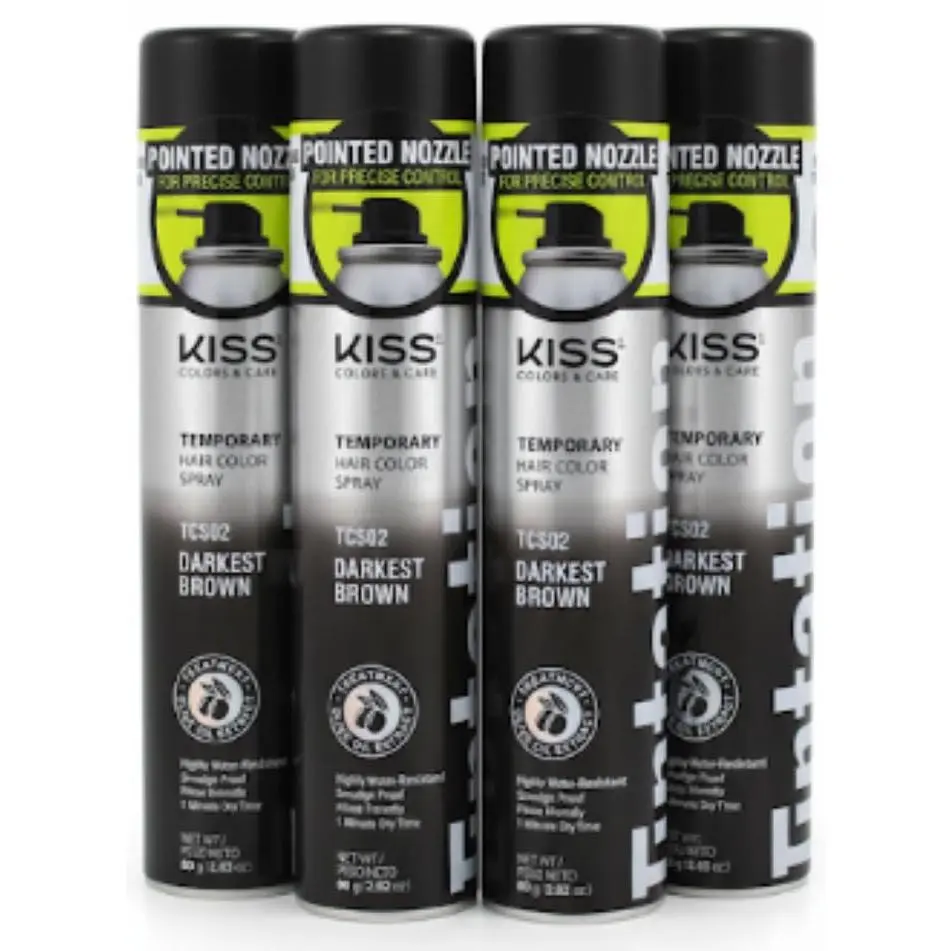 Haircare Tintation Color Spray, 4-Pack 84ml TCS02 Darkest Brown for Quick Touch-Up