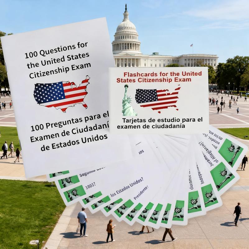 U.S Citizenship Flash Cards 2025 -English/Spanish,Naturalization Study Guide with 100 US Civics Questions & Answers, US Civics Test Flash Cards Combo Set, Set with Bilingual Booklet Flashcards college school supplies U.S Citizenship Flash Cards 2025 -English/Spanish,Naturalization Study Guide with 100 US Civics Questions & Answers, US Civics Test Flash Cards Combo Set, Set with Bilingual Booklet Flashcards college school supplies