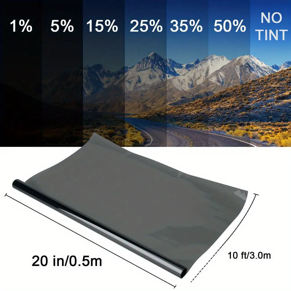 Uncut Roll Window Tint Film - 5%, 15%, 20%, 25% Transmittance VLT 20" x 10ft Fit for Car Front Rear Windshields Windows Sunroof ceramic tint