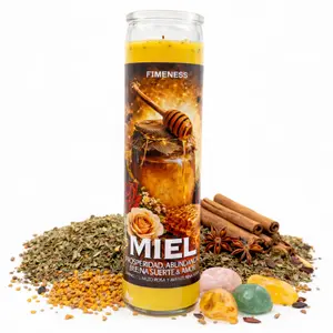 FIMENESS - MIEL (HONEY) SEVEN DAY PRAYER CANDLE - CRYSTAL AND HERB INFUSED FIMENESS - MIEL (HONEY) SEVEN DAY PRAYER CANDLE - CRYSTAL AND HERB INFUSED
