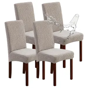 4 Pack Waterproof Dining Room Chair Covers Stretch Parsons Chair Slipcovers for Dining Room Kitchen Chair Protector Cover, Removable, Washable