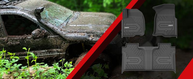 LASFIT Floor Mats Fit for 2019-2023 Chevy Silverado/GMC Sierra 1500&2020-2024 Chevrolet Silverado/GMC Sierra 2500 HD/3500HD Crew Cab, Front Bucket Seat and Rear Row with Factory Carpeted Storage