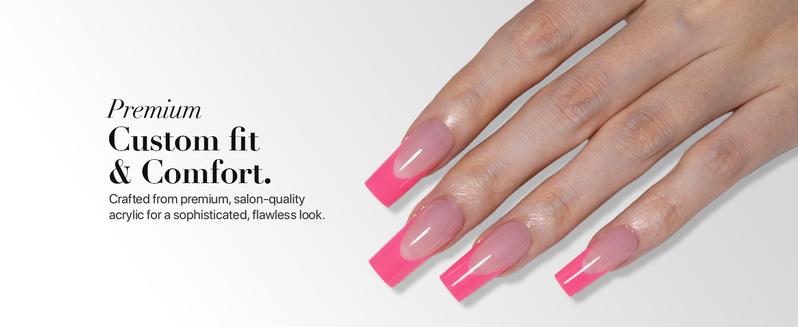 SXC Cosmetics X-Pro Tips French Tip Press On Nails - French Pink Edition Starter Kit
