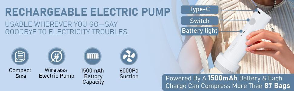 [2026 Upgraded] X7 Cordless Travel Vacuum Storage Compression Bag Set with Rechargeable air Pump 15 Pack Waterproof &Reusable Compression Packing Bags for 3Size, 140L/Min Powerful Air Removal,Perfect for Carry-On Suitcases