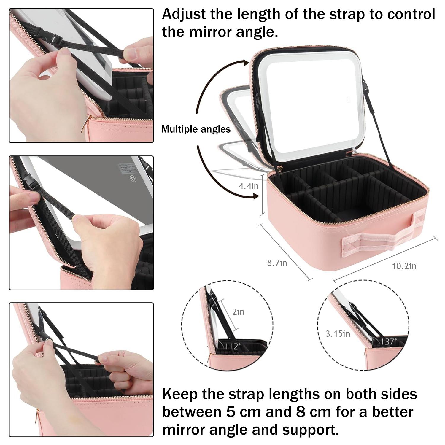 Portable Makeup Bag with Mirror, LED Light, and Adjustable Dividers: Your Ultimate Cosmetic Organizer